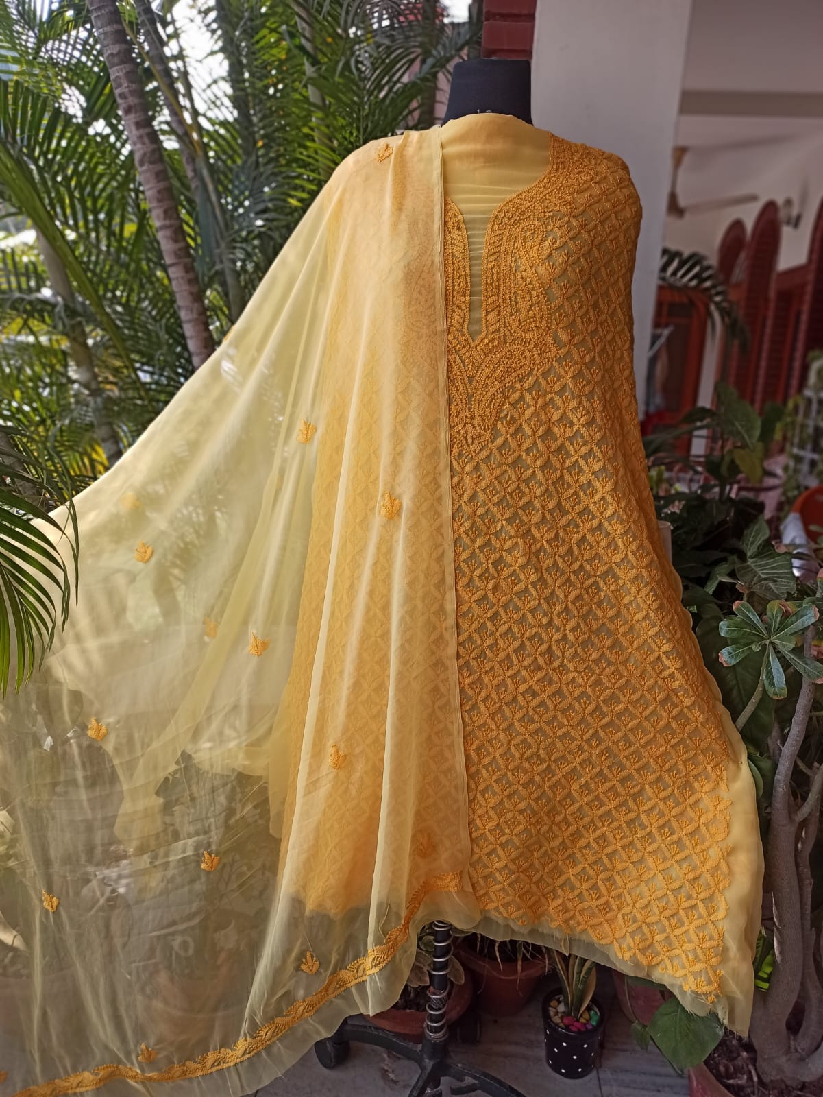 Faux Georgette Suit with Bottoms n Dupatta - Image 2