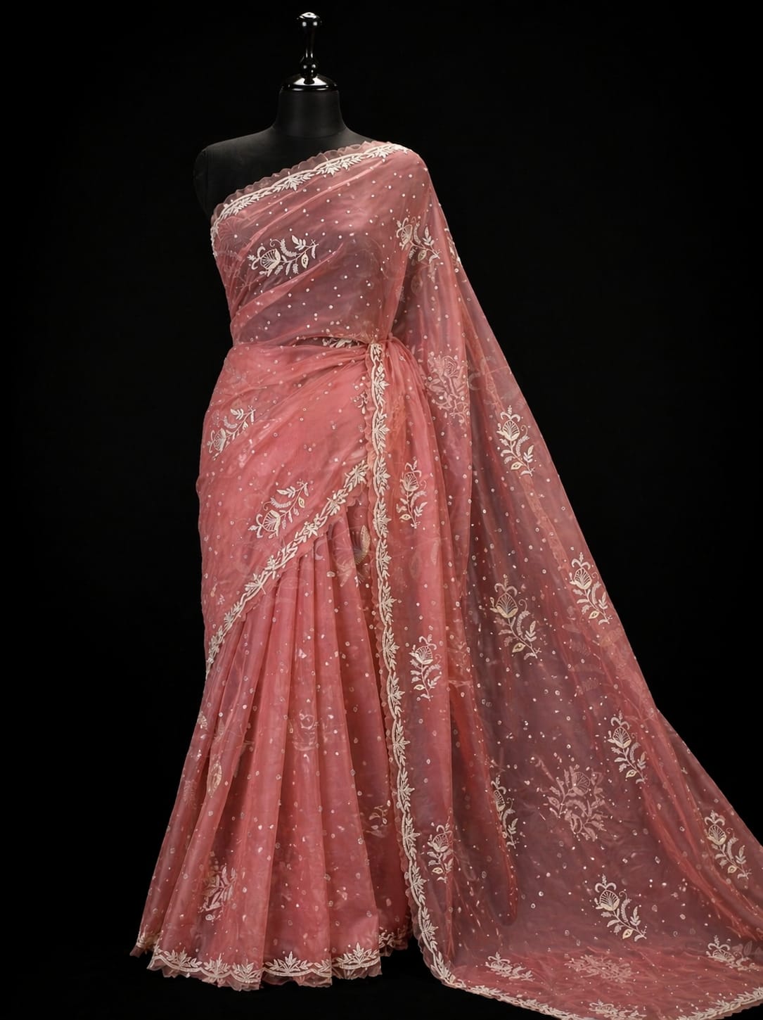 Ombre Dyed Organza Saree - Image 4