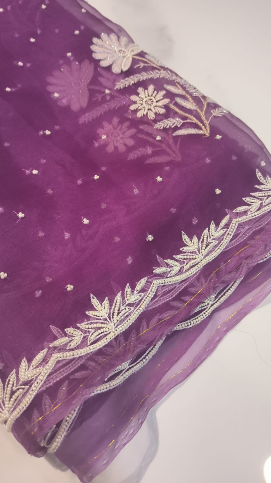 Ombre Dyed Organza Saree - Image 5