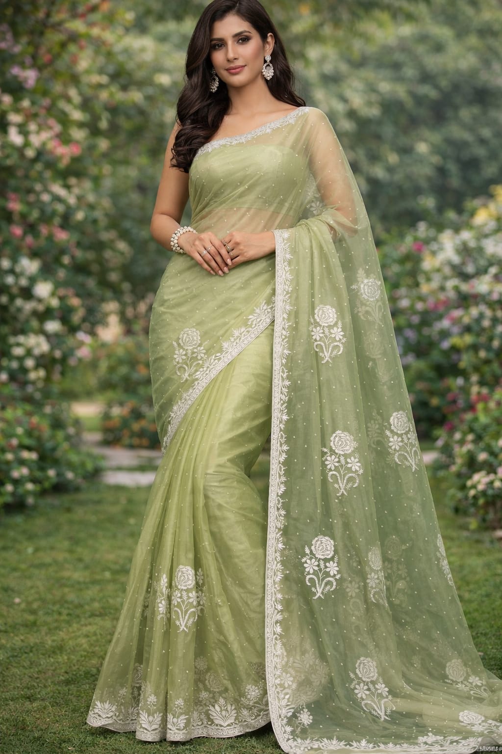 Ombre Dyed Organza Saree - Image 2