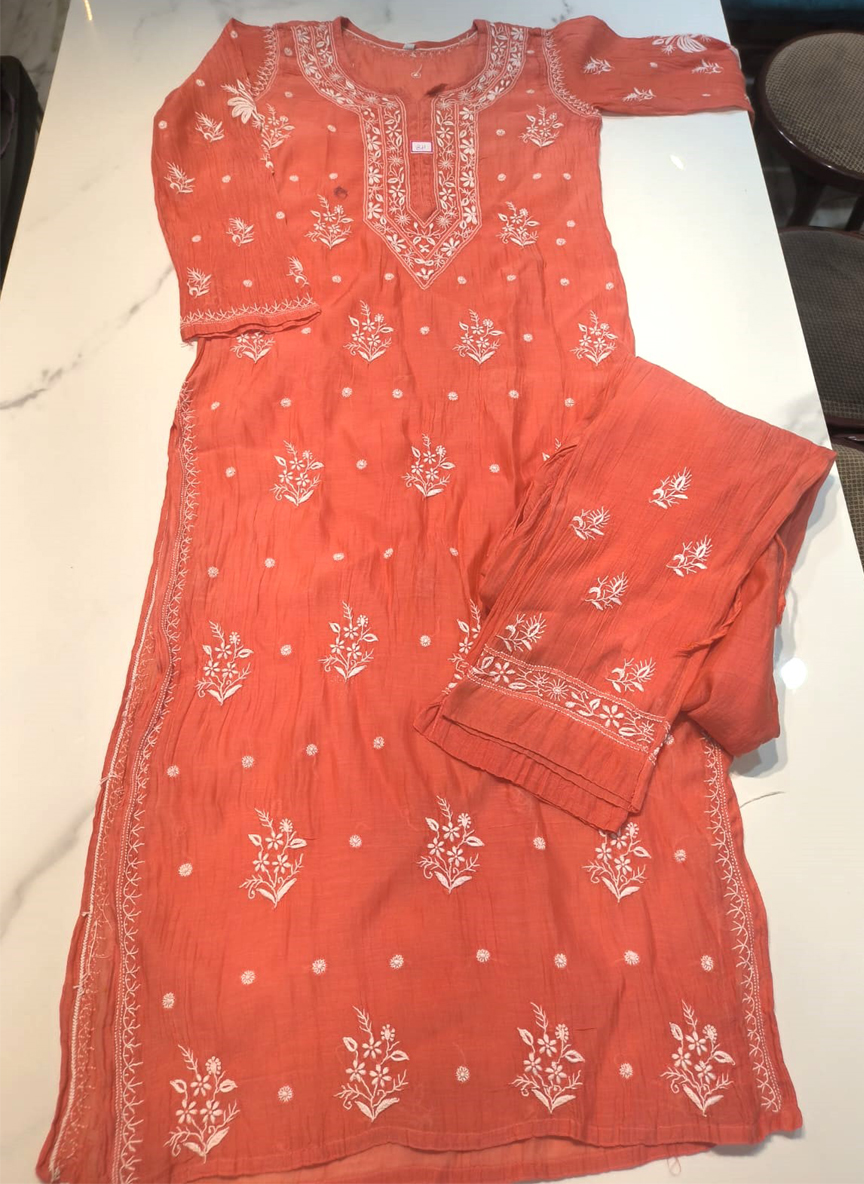 Mul Chanderi Kurti with Pants