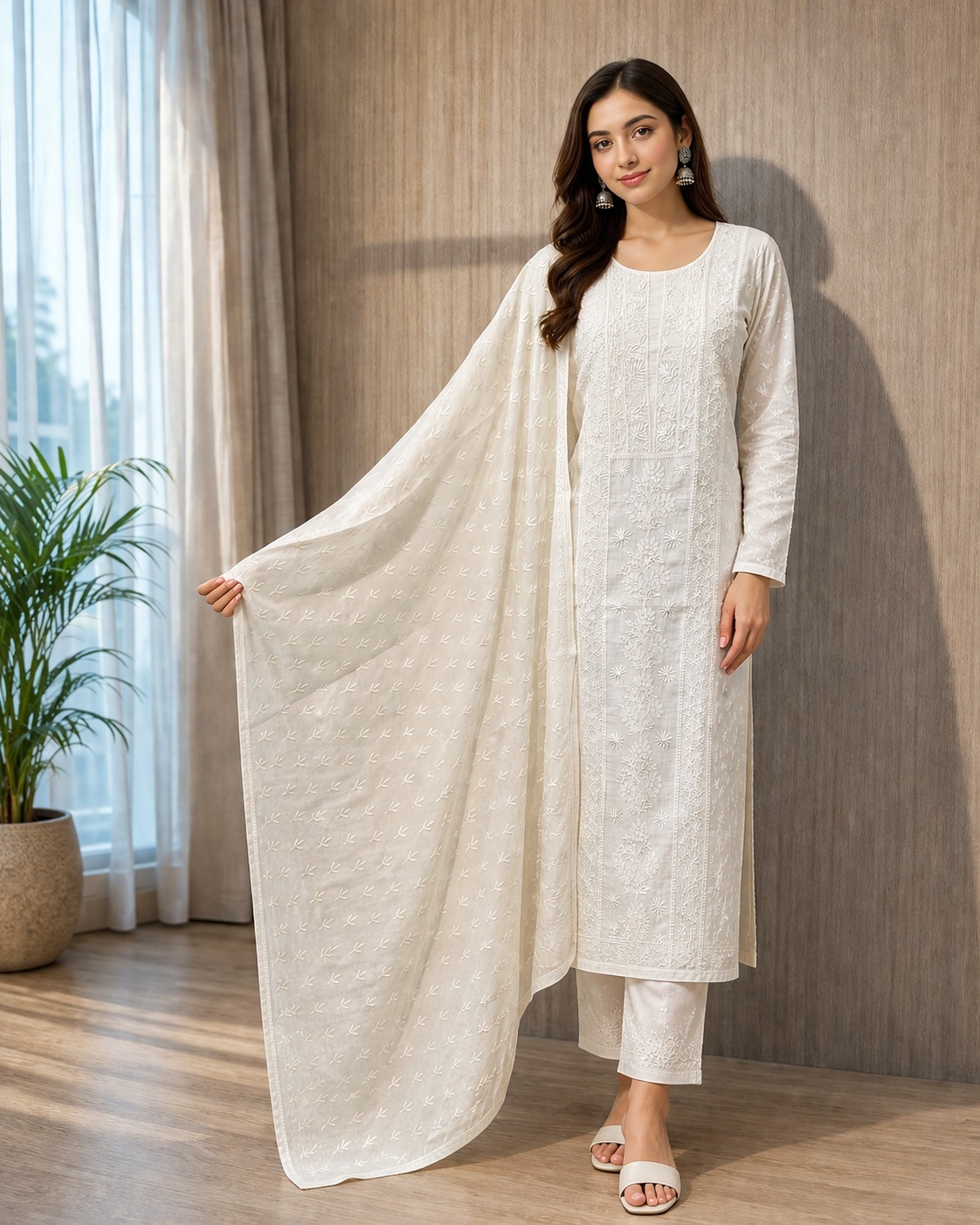 Mul Chanderi Suit - Chikankari - Image 2