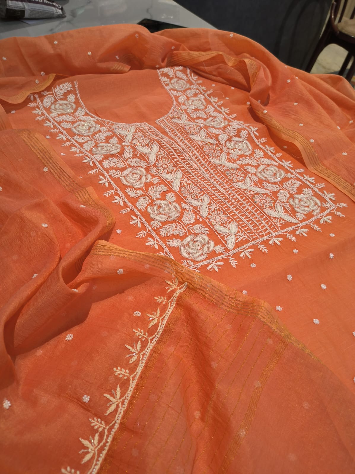 Mul Chanderi with Pearl n Katdaana - Image 4