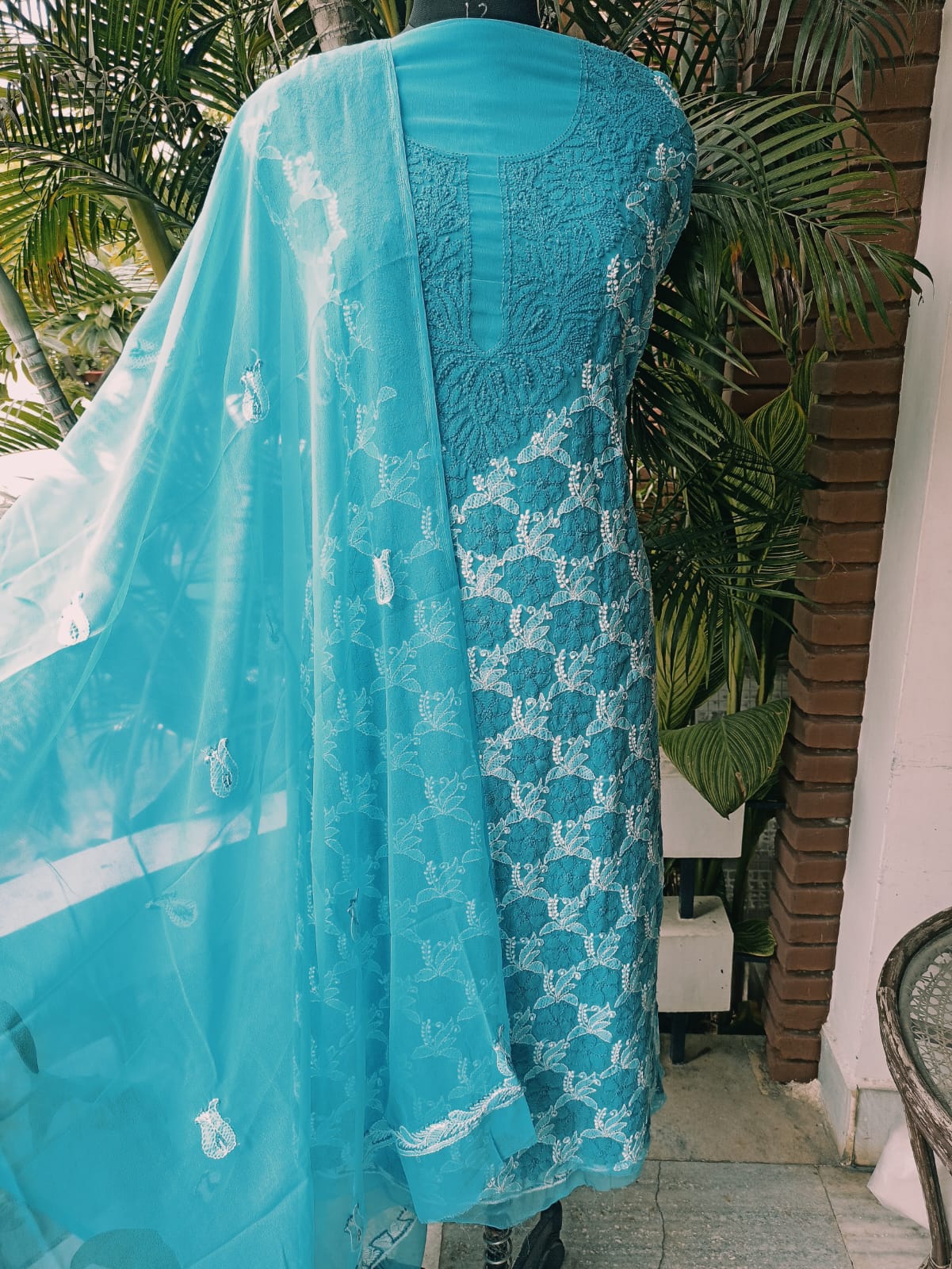 Faux Georgette Suit with Bottoms n Dupatta - Image 5