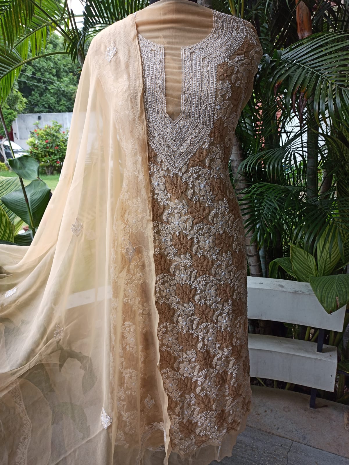 Faux Georgette Suit with Bottoms n Dupatta - Image 6