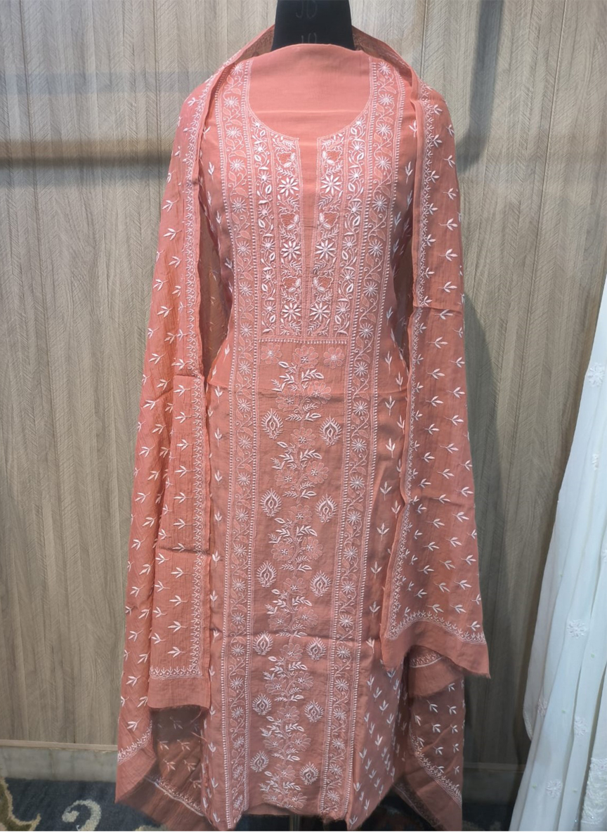 Mul Chanderi Full Work in Front, Sleeves n on Dupatta Too